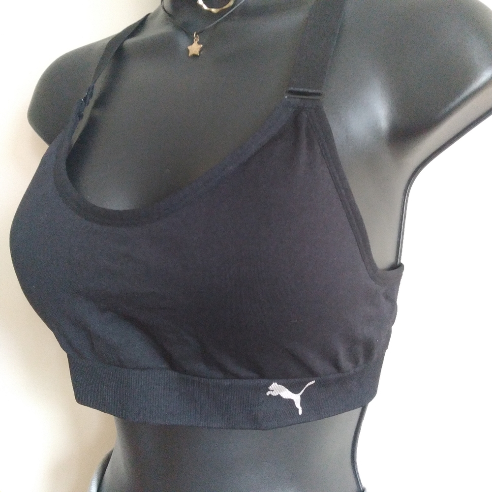 Puma M Racerback Black Sports Bra Adjustable Straps